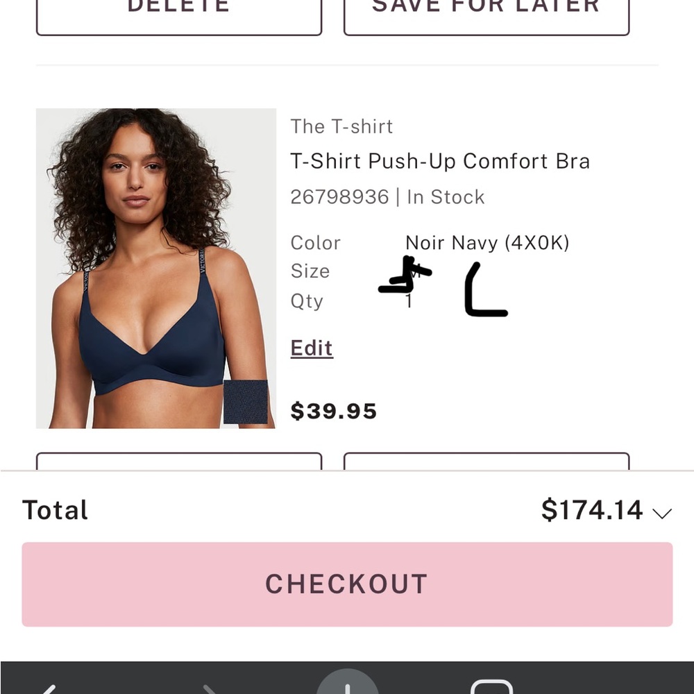 Victoria’s Secret T-shirt comfort push up bra